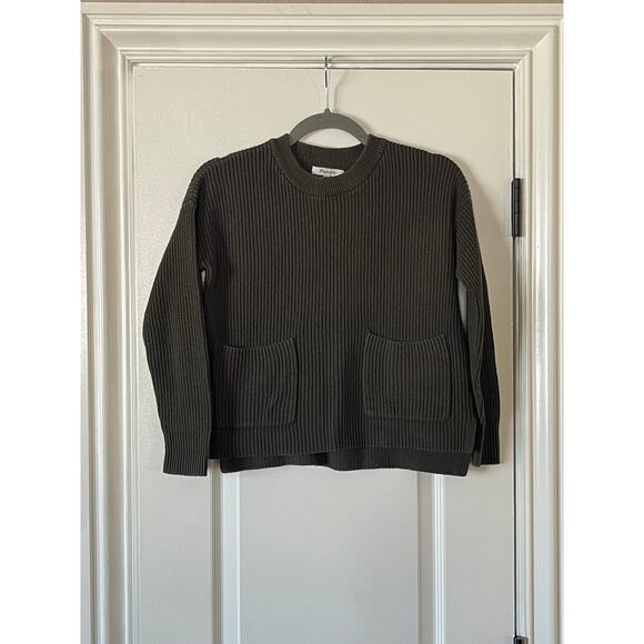 MADEWELL Patch Pocket Knit Sweater Dark Forest Green XXS - Picture 2 of 6